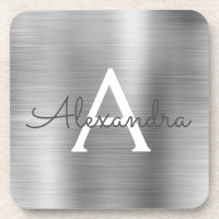 Monogramme en argent brossé de luxe Nom initial