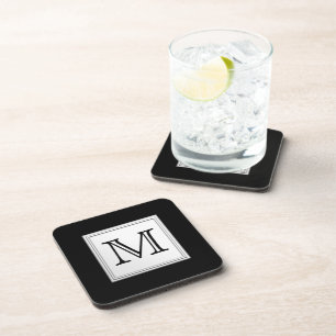 Dessous-de-verre Monogramme fait sur commande imprimé. Gris noir e