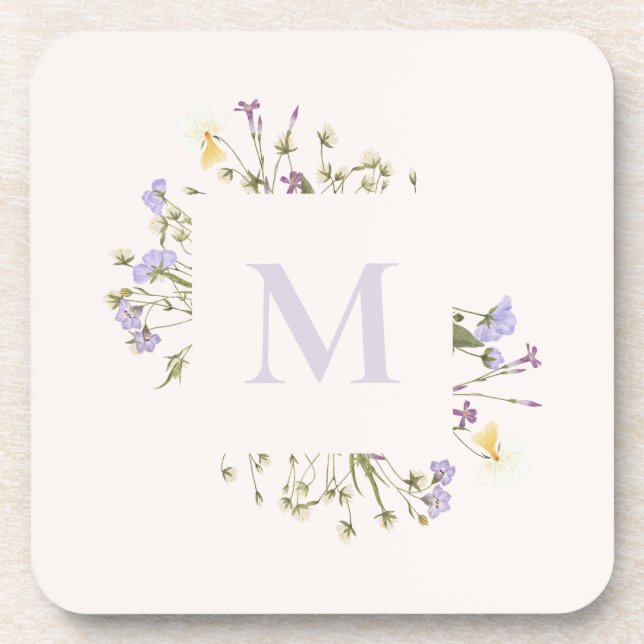 Dessous-de-verre monogramme floral d'aquarelle (Devant)