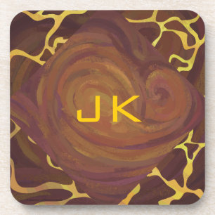 Dessous-de-verre Monogramme Giraffe Brown, Impression Jaune