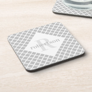 Dessous-de-verre Monogramme gris et blanc Motif moderne