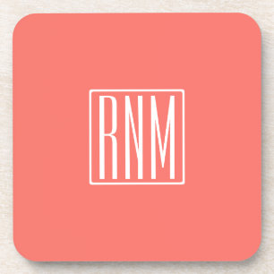 Dessous-de-verre Monogramme initial   Blanc Sur Le Corail