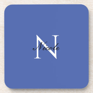 Dessous-de-verre Monogramme initial manuscrit propre nom bleu