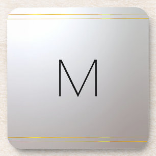 Dessous-de-verre Monogramme initial Modèle Gold Silver personnalisa