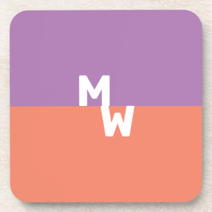 Dessous-de-verre Monogramme Minimaliste Carré Code QR Pastel