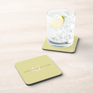 Dessous-de-verre Monogramme moderne Chartreuse blanc écriture scrip