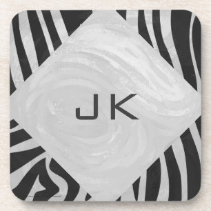 Dessous-de-verre Monogramme noir et gris clair Zebra