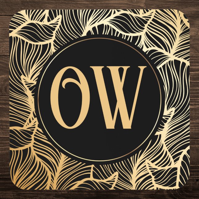 Dessous-de-verre Monogramme noir et or de luxe (Créateur téléchargé)