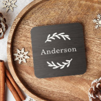 Monogramme Nom Bois Charbon Rustique Laurier