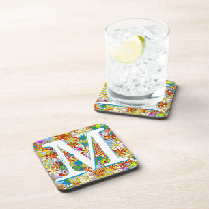 Dessous-de-verre Monogramme ou nom personnalisé Motif floral