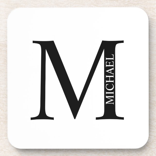 Dessous-de-verre Monogramme personnalisé et nom Beverage Coaster (Devant)