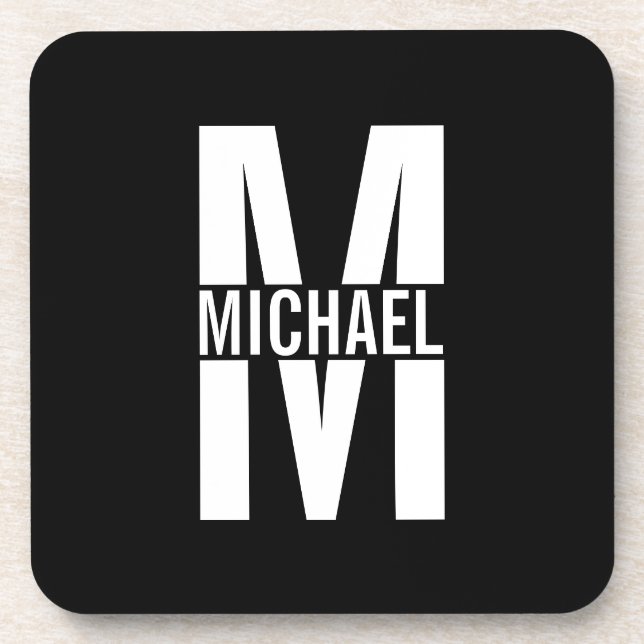 Dessous-de-verre Monogramme personnalisé et nom Beverage Coaster (Devant)