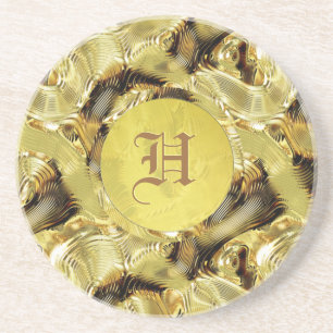 Dessous de verre monogramme personnalisé Motif or