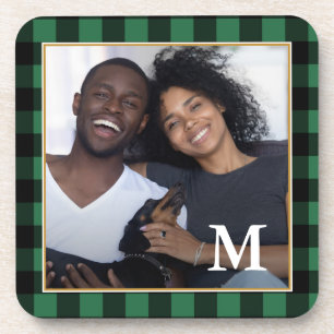 Dessous-de-verre Monogramme rustique vert plaid