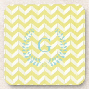Dessous-de-verre Monogramme turquoise jaune en pastel chic de