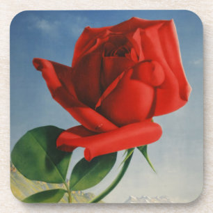 Dessous-de-verre Montreux vintage Rose rouge Suisse Lac Léman