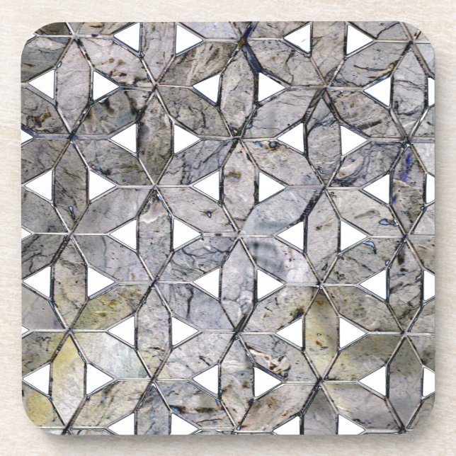 Dessous-de-verre Mosaïque de pierre grise naturelle, fleur de vie (Devant)