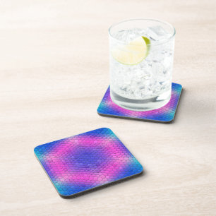 Dessous-de-verre Mosaïque d'hexagone rose sur dégradé bleu