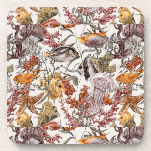 Dessous-de-verre Motif 2 de vie marine d'aquarelle