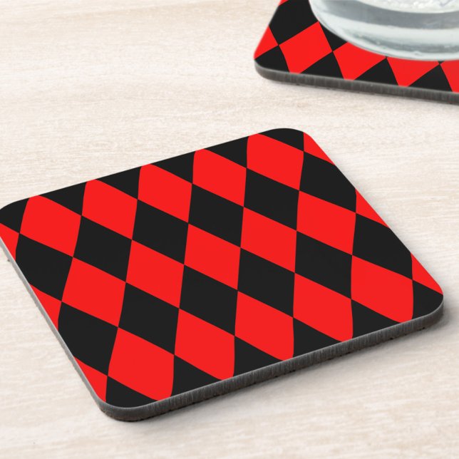 Dessous-de-verre Motif à carreaux diamants Harlequin noir rouge  (Créateur téléchargé)