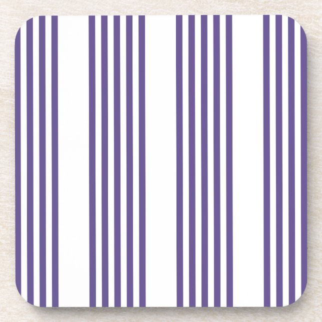 Dessous-de-verre Motif à cinq bandes Ultra violet et blanc (Devant)
