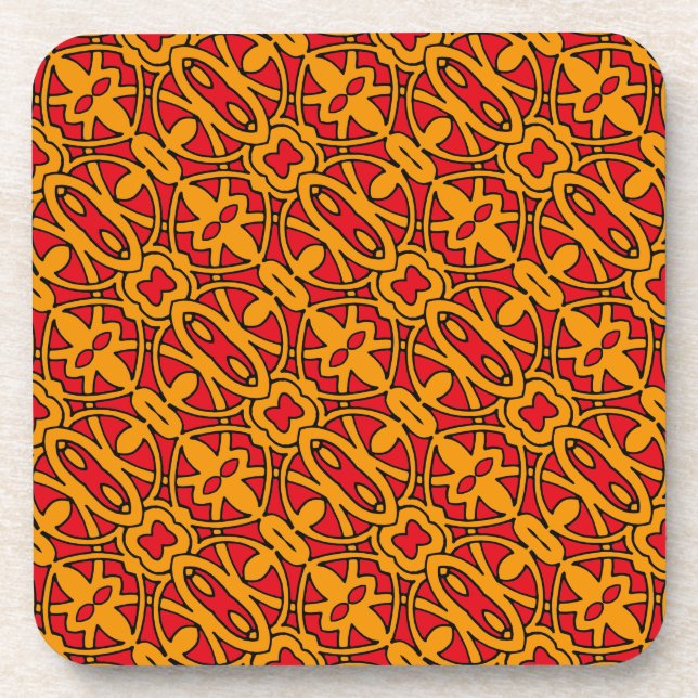 Dessous-de-verre Motif à main orange et rouge (Devant)