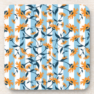 Dessous-de-verre Motif à rayures bleu aqua et vigne marine Daisy or