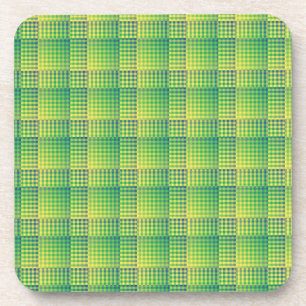 Dessous-de-verre Motif abstrait à carreaux verts et bleus