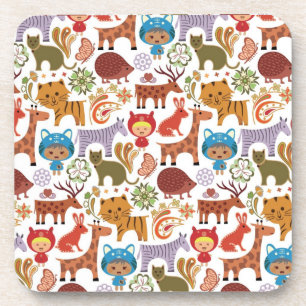 Dessous-de-verre Motif abstrait d'enfant et d'animaux