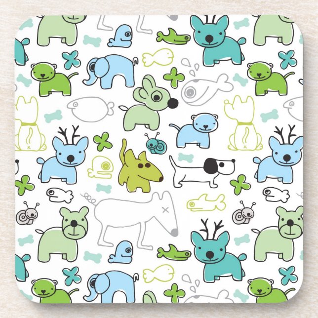 Dessous-de-verre motif animal d'arrière - plan d'enfants (Devant)
