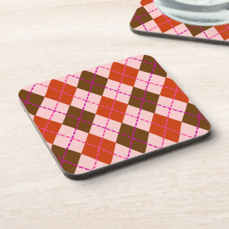 Dessous-de-verre Motif Argyle Rouge Rose et Marron