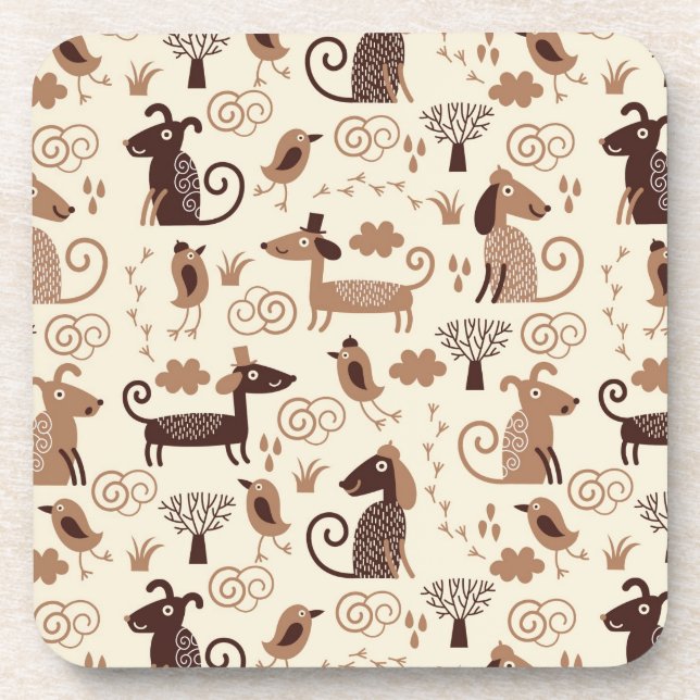 Dessous-de-verre motif avec les chiens mignons (Devant)
