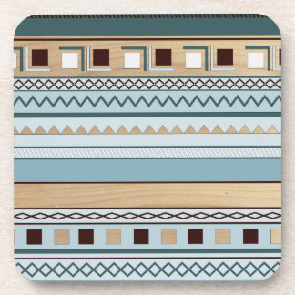 Dessous-de-verre Motif aztèque en bleu et bois