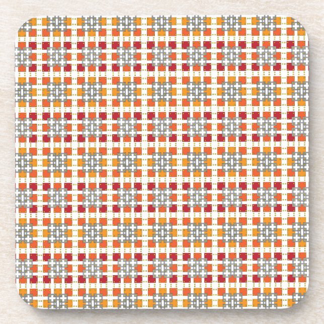 Dessous-de-verre Motif carré moderne géométrique rouge ambre (Devant)