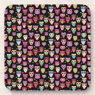 Dessous-de-verre motif coloré mignon d'enfants de hibou
