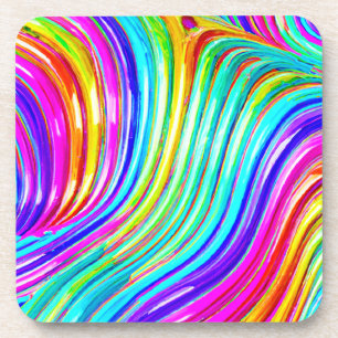 Dessous-de-verre motif d'abstraction en arc-en-ciel 3D