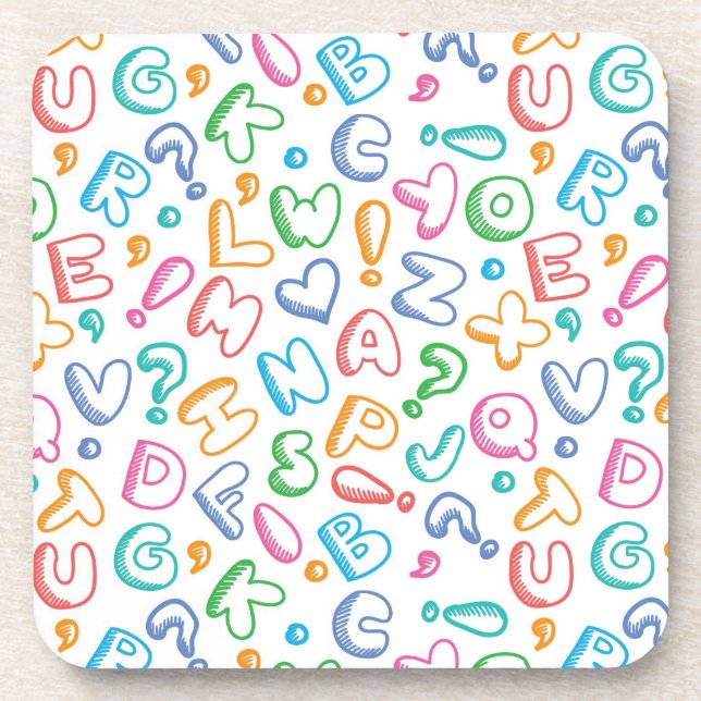 Dessous-de-verre motif d'alphabet (Devant)