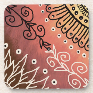 Dessous-de-verre Motif d'art drôle rouge