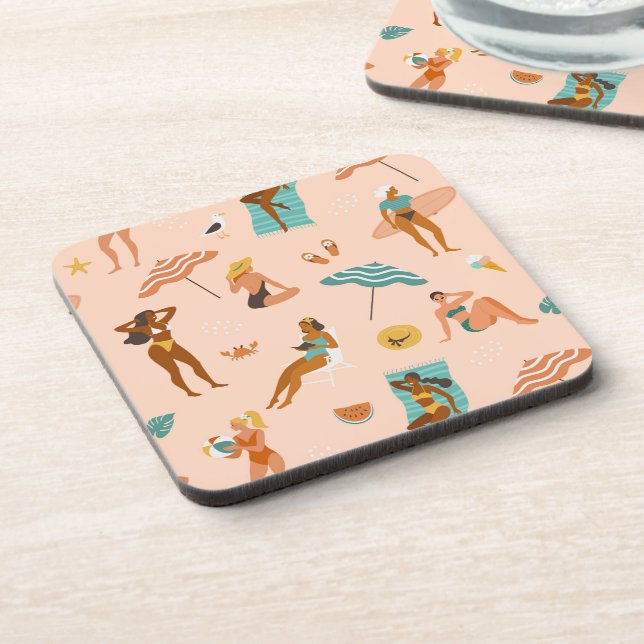 Dessous-de-verre Motif de bains de soleil de plage (Côté gauche)