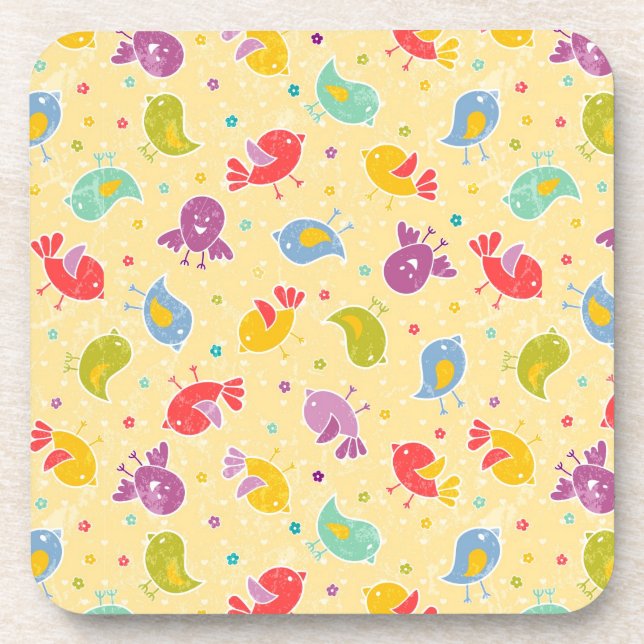 Dessous-de-verre Motif de bébé avec les oiseaux mignons (Devant)