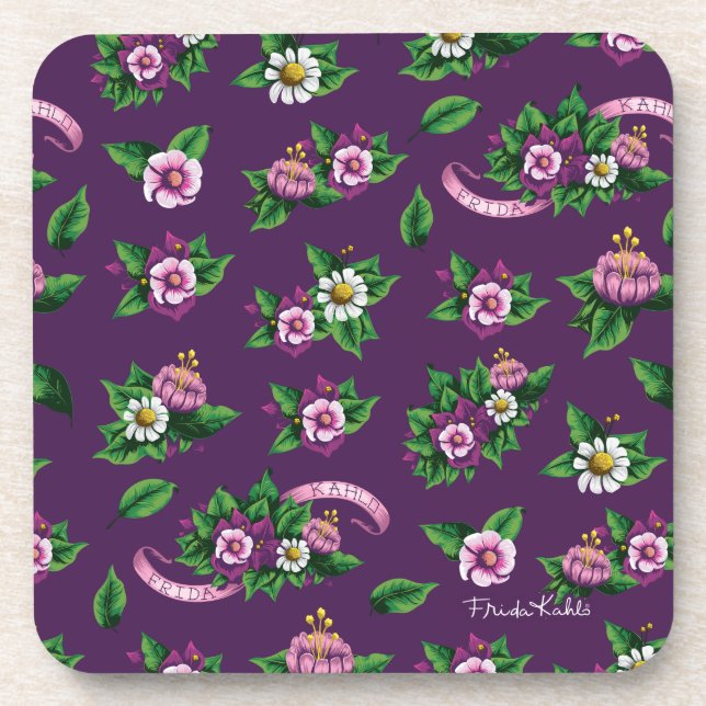 Dessous-de-verre Motif de bouquet floral de Frida Kahlo | Purlpe (Devant)