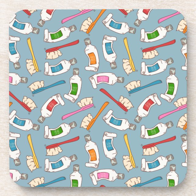Dessous-de-verre Motif de brosse à dents et de pâte dentifrice (Devant)