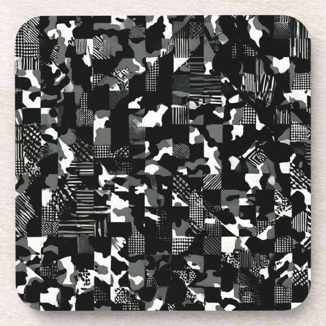 Dessous-de-verre Motif de camouflage noir et blanc "Fractura"  (Devant)