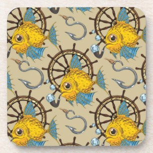 Dessous-de-verre Motif de capitaine de la marine marchande poisson