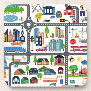 Dessous-de-verre Motif de carte de ville