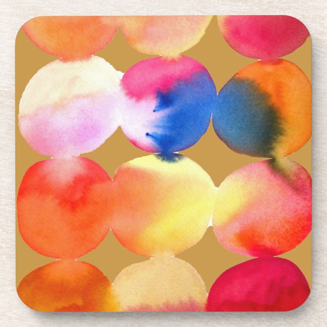 Dessous-de-verre Motif de cercle à l'aquarelle art abstrait couleur (Devant)