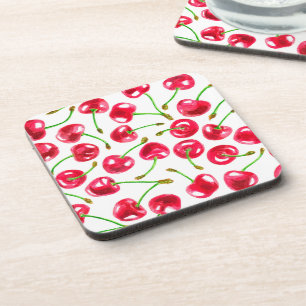 Dessous-de-verre Motif de cerises d'aquarelle