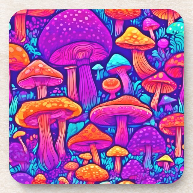 Dessous-de-verre Motif de champignons colorés (Devant)