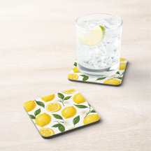 Motif de citron frais avec feuilles et fleurs