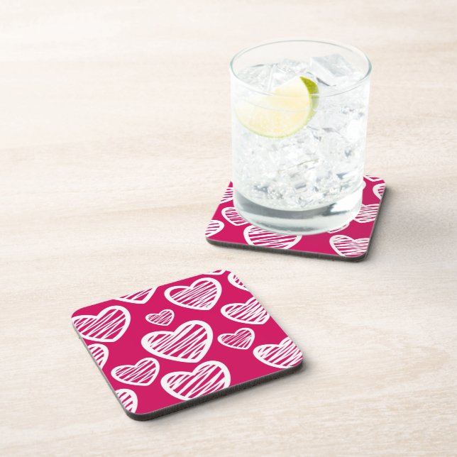Dessous-de-verre Motif de coeur Gras Rouge et Blanc Scribble (Côté Droit)